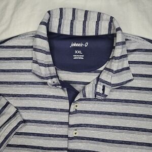 Johnnie-O Polo Golf Shirt Short Sleeve Striped XXL 2XL  Watersound On Sleeve Pic